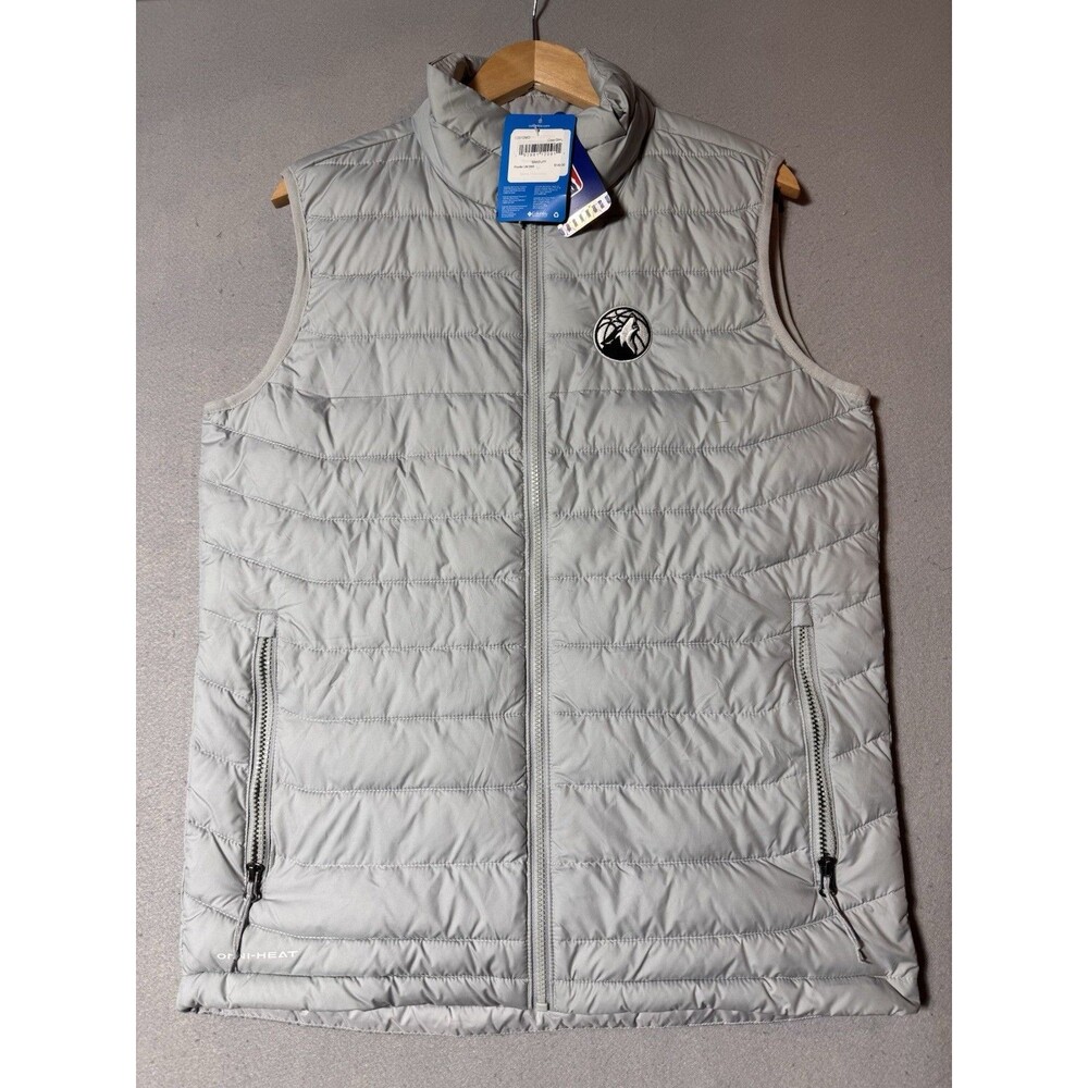 NWT Minnesota Timberwolves Columbia Gray Omni-Heat Reflective Puffer Vest Medium